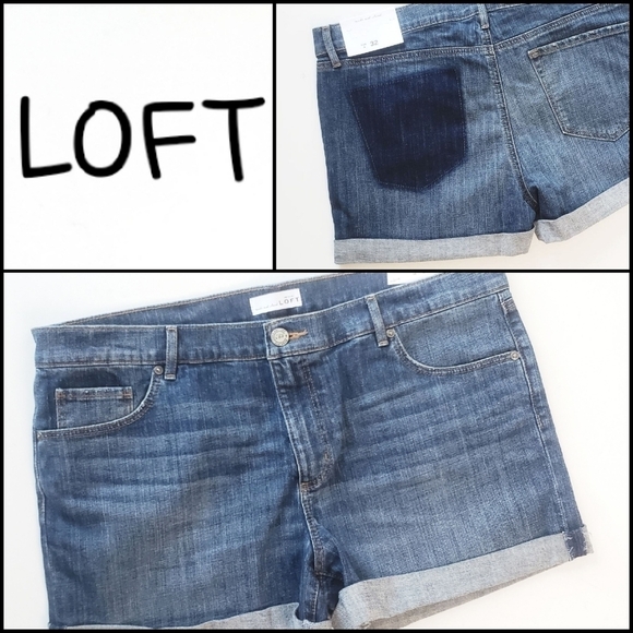 NEW! ANN TAYLOR LOFT Shadow Pocket Jean Shorts 32/14. - Picture 1 of 5